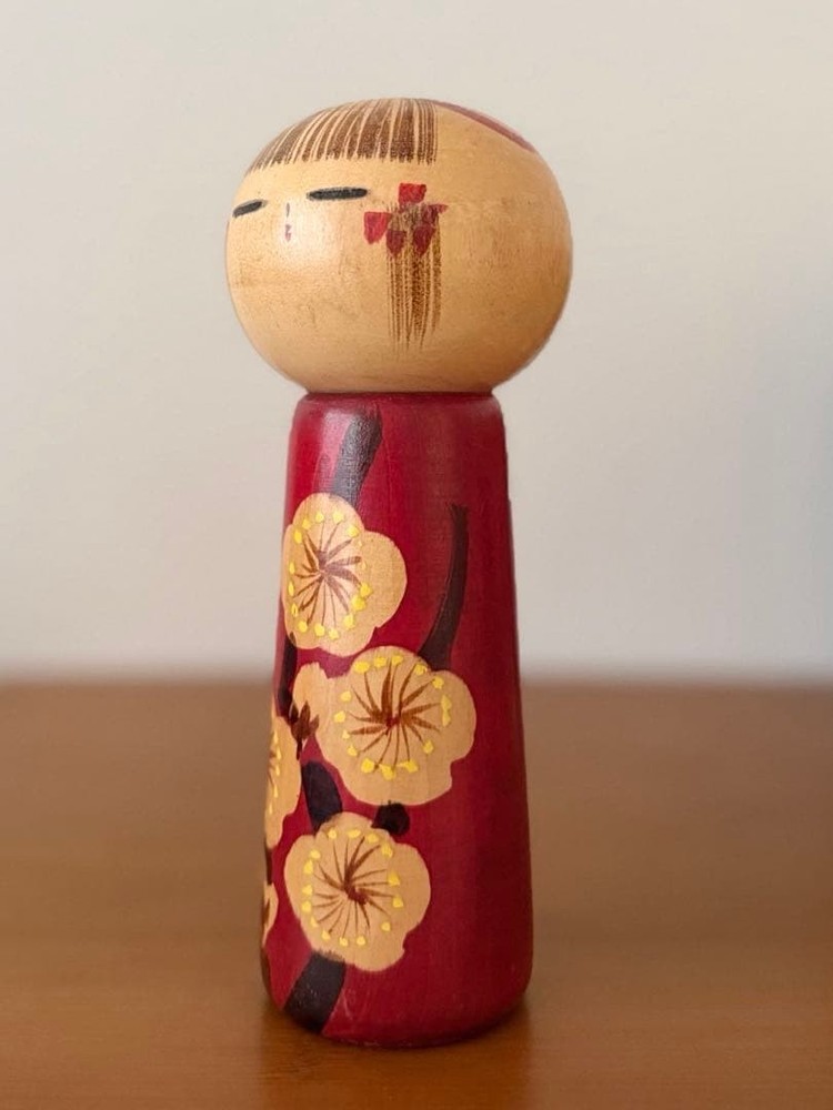 Hakuhō Shiramine Vintage Kokeshi Doll 18cm Plum Blossom Creative Collectible