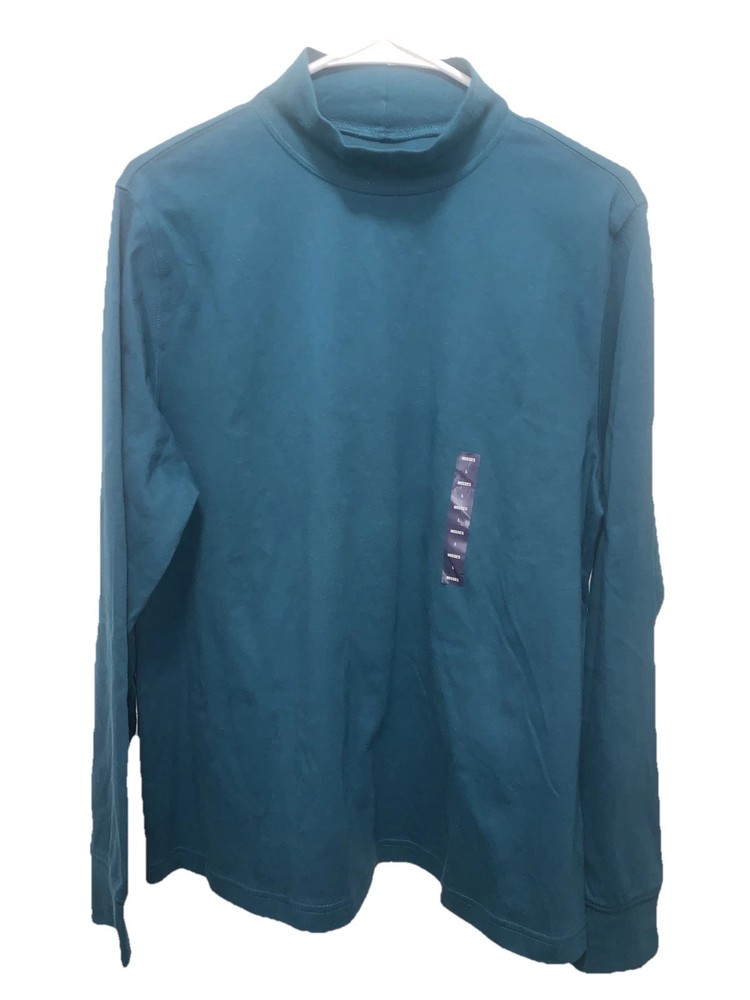 Lands End Teal Mock Neck Long Sleeve Top Size L 12-14