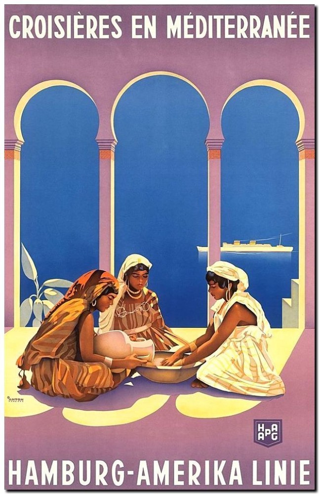 Cool Retro Travel Poster *FRAMED* CANVAS ART Mediterranean cooks 24x16