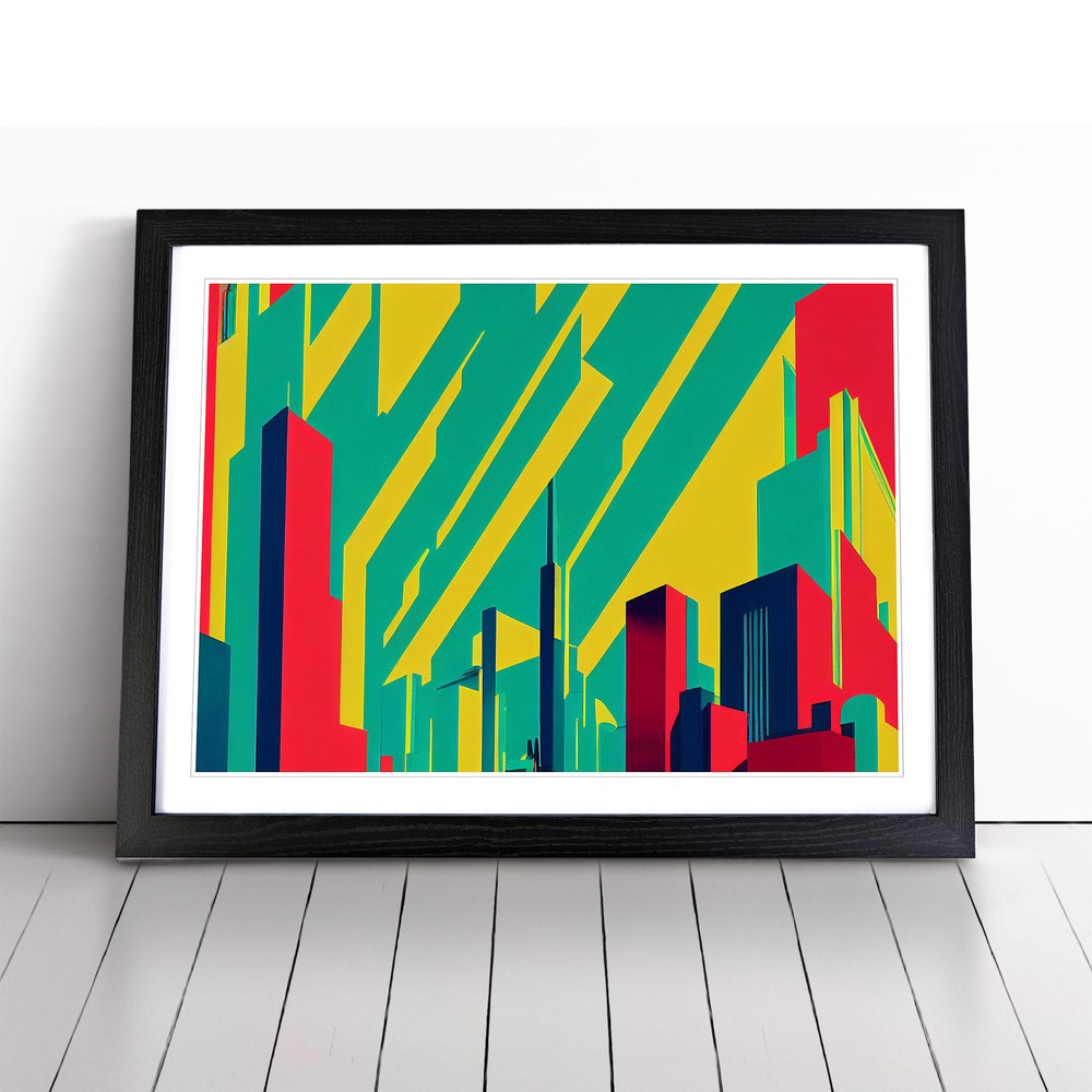 Skyscrapers Pop Art Abstract Wall Art Print Framed Canvas Picture Poster Decor