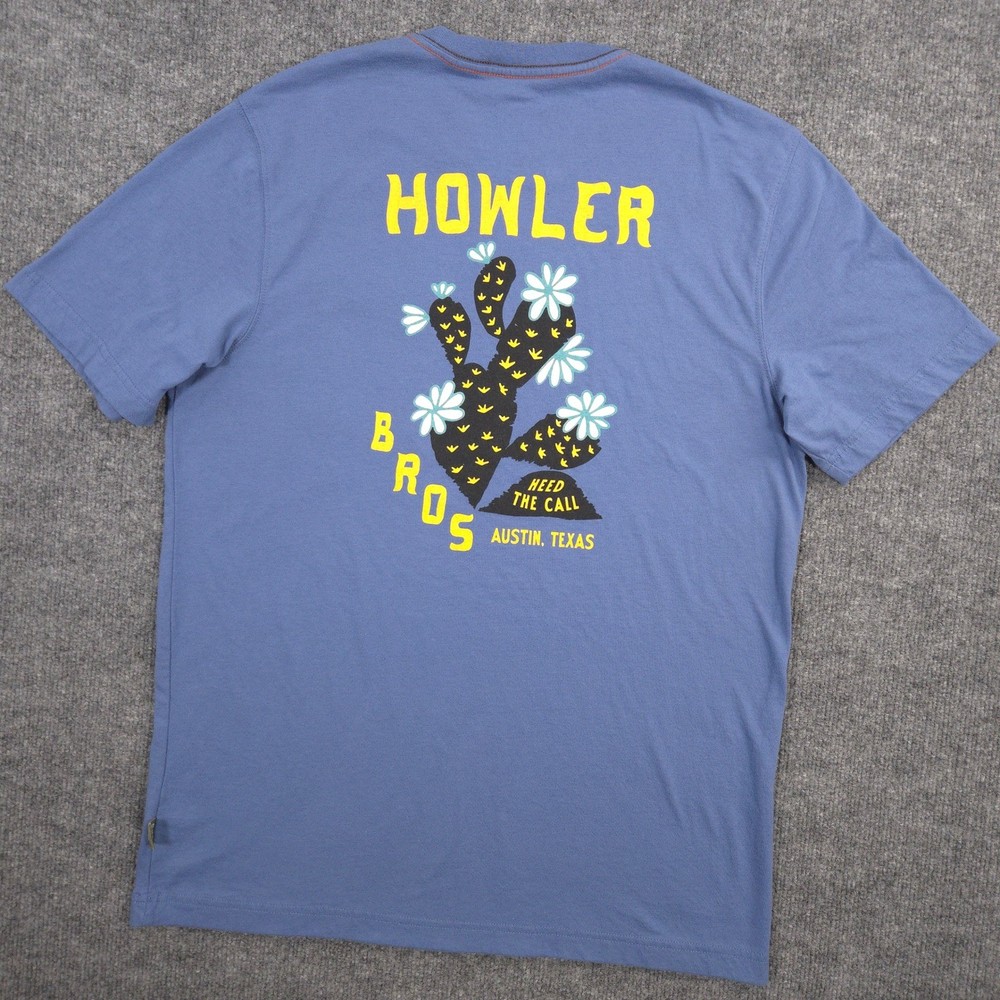 Howler Bros Prickly Pear Pocket T Shirt Mens M Blue Heed The Call Austin Texas