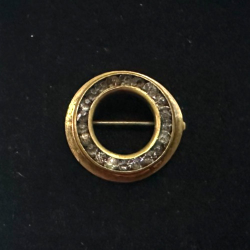 Vtg Antique Gray Stone Tiny Circle Gold Tone Brooch Jewelry Lot H