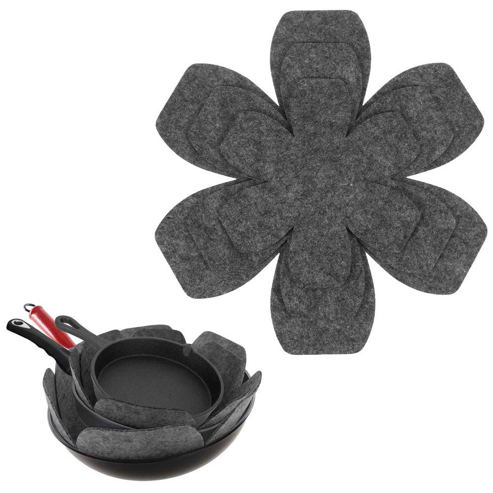 6 Pcs Felt Pan Protectors for Stacking, Pot and Protectors, Gray