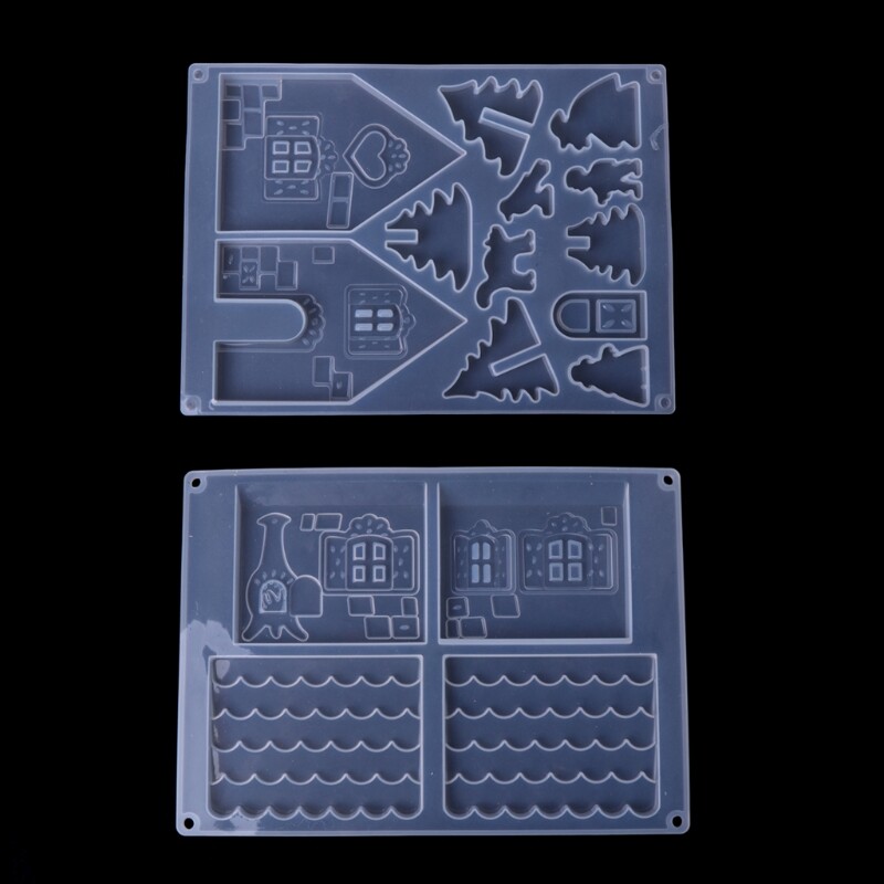 Clear Christmas House Epoxy Mold for DIY Tree Decorations
