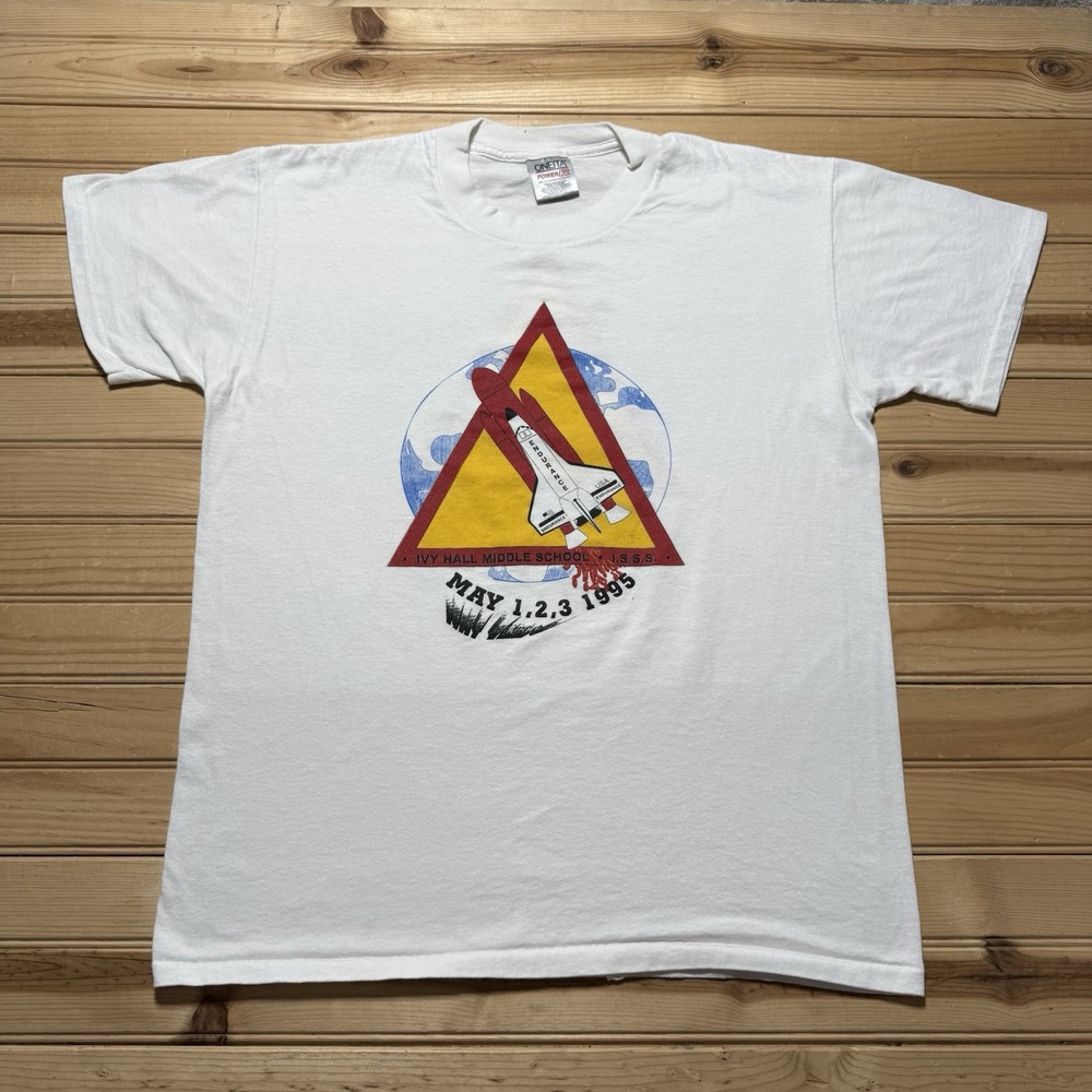 Vintage 90s Ivy Hall Outer Space Earth Rockets Endurance Graphic T-Shirt - Large