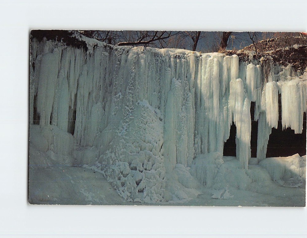 Postcard Winter Scene Minnehaha Falls Minneapolis Minnesota USA