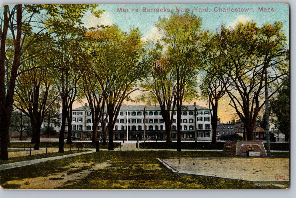 C1907 Marine Barracks Navy Yard Charlestown MS Postcard