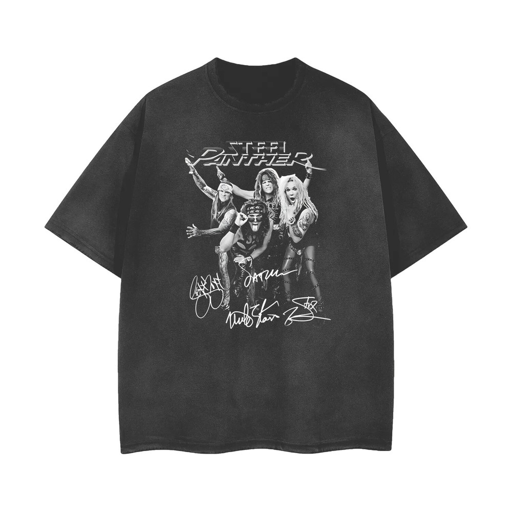 [ACID WASHED RIPPED] Steel Panther Distressed Vintage Feel T-Shirt Unisex 102637