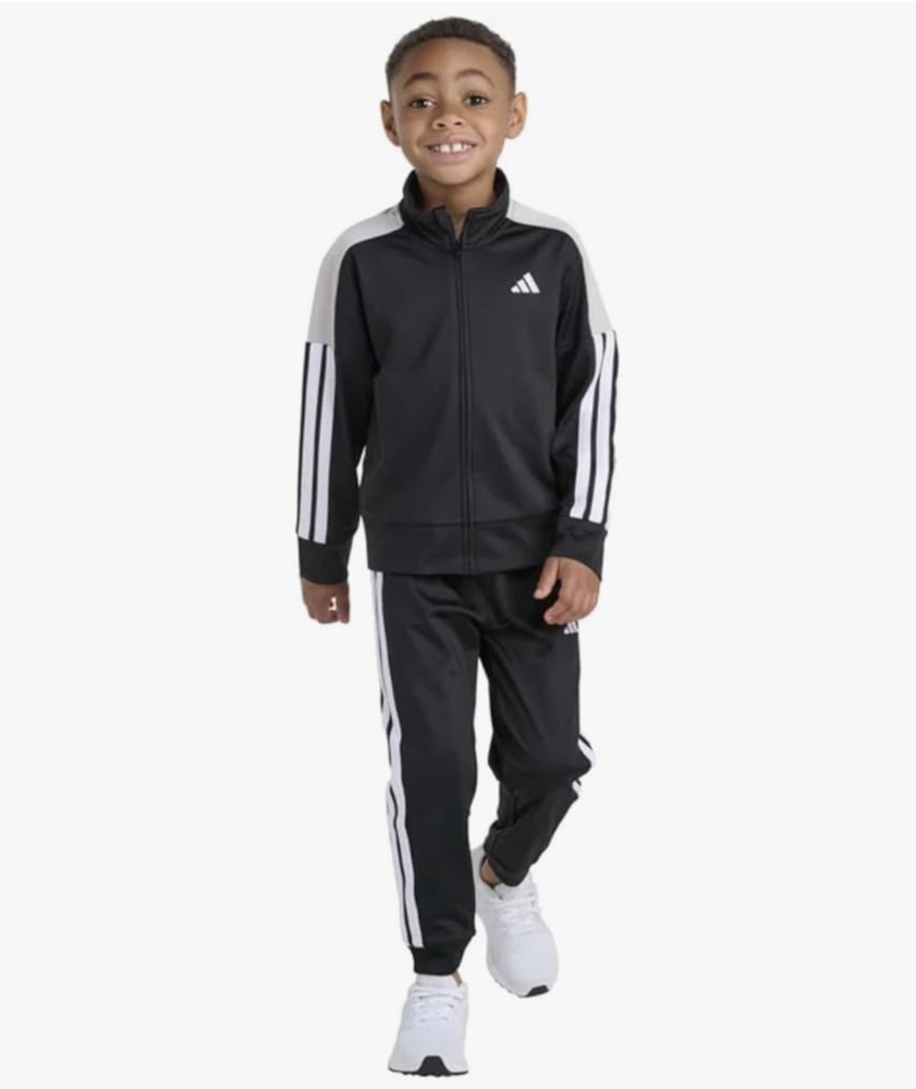 4T Toddler Boys Girls Adidas Kids 2 Piece Zip Up  & Pant Set Black  NWT AG11177