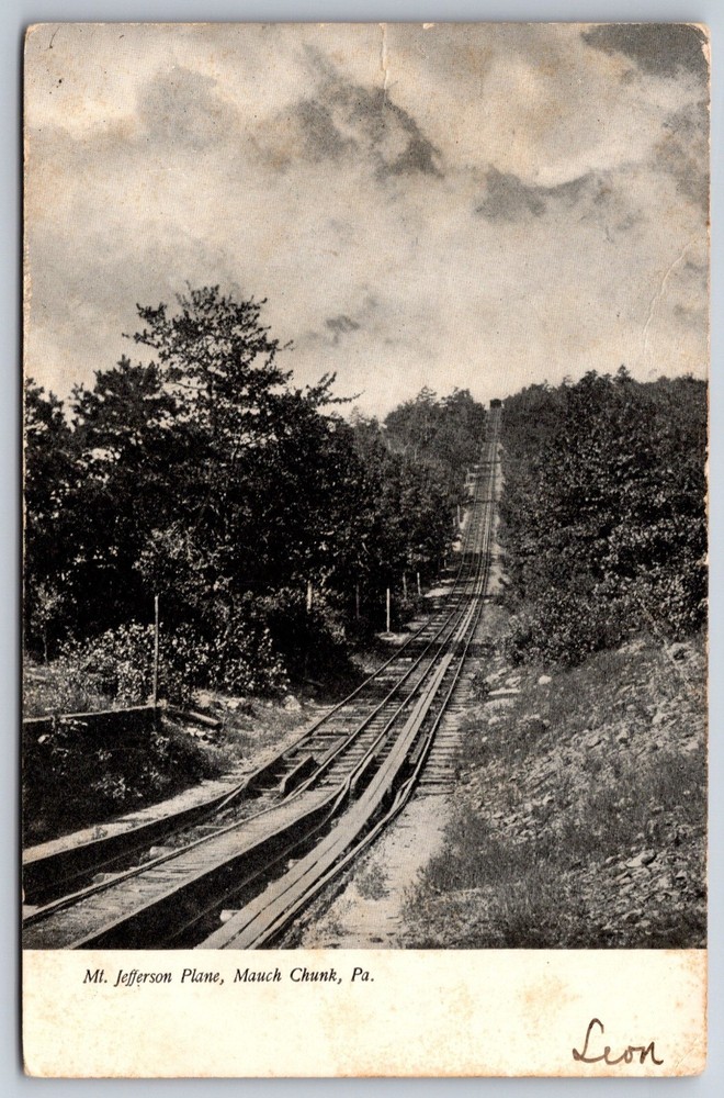Mauch Chunk Pennsylvania~Mt Jefferson Plane Railroad~B&W Photo~Vintage Postcard