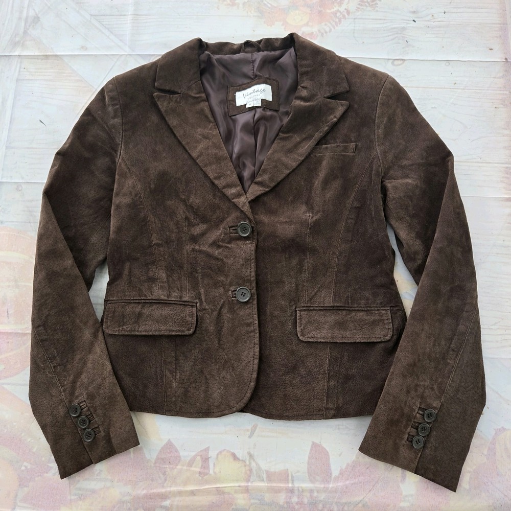 Vintage Leather Women's Size Small Brown Suede Genuine Leather Western Jacket