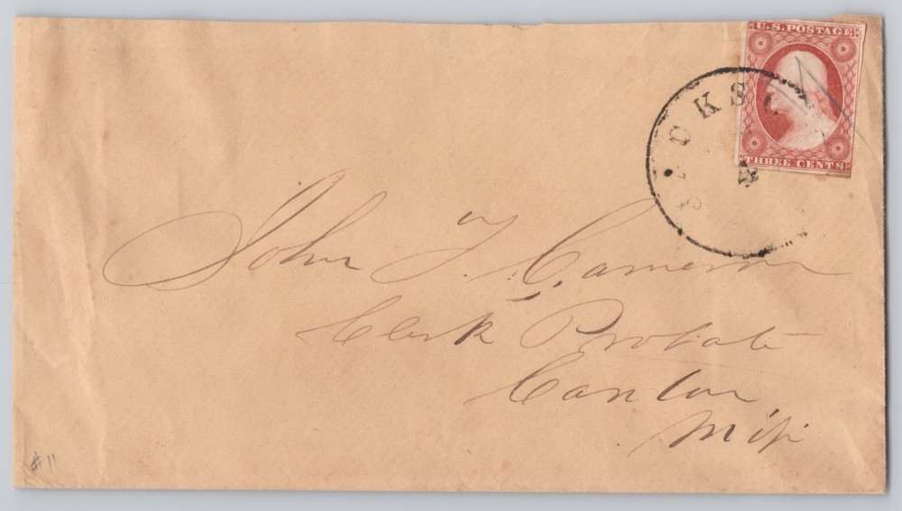 Hand-addressed Envelope with U.S. 3c Washington Stamp, Circular Cancel no year