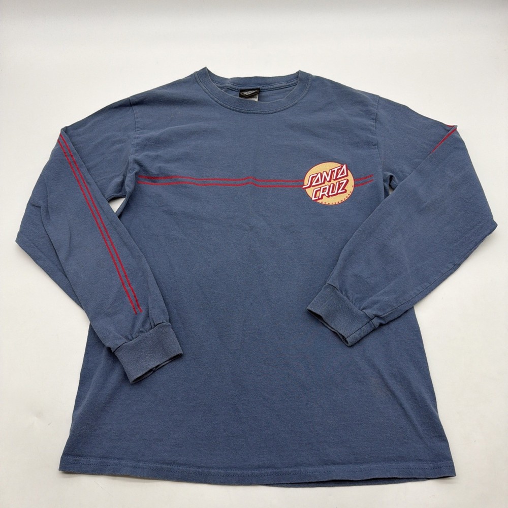 Santa Cruz The Original Long Sleeve T-shirt Men S Blue Graphic Print Logo.#41793