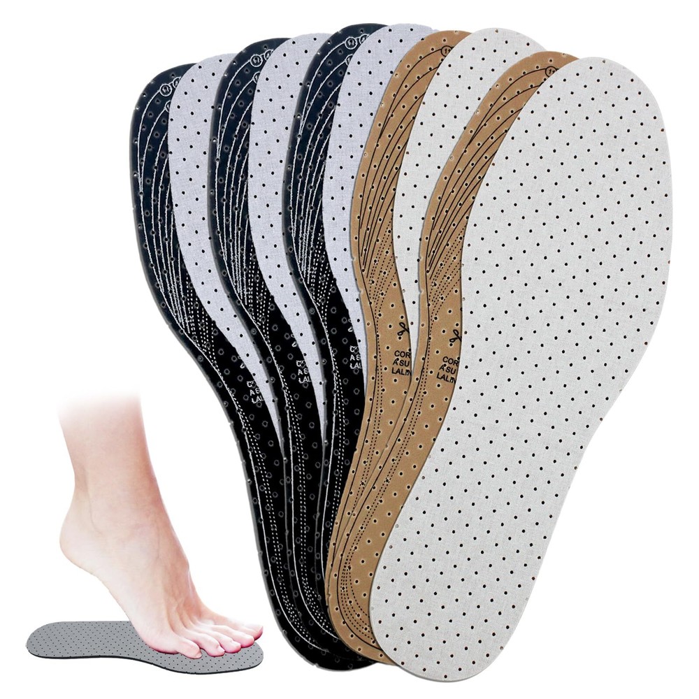 5 Pairs Unisex Breathable Cushioning Shoe Insoles Thin Shoe Pads Inserts Ultr...