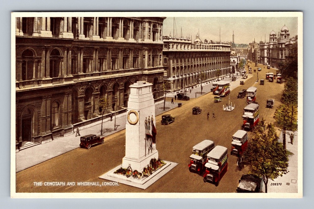 United Kingdom- London Cenotaph & Whitehall Postal Old View PC Vintage Postcard