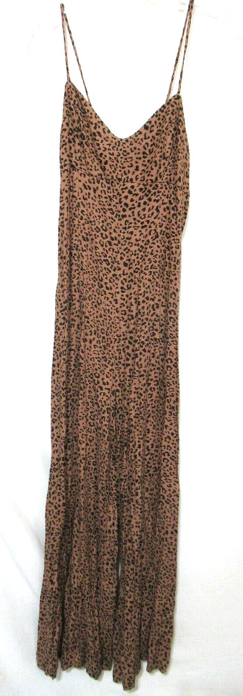 Audrey 3+1 Size Large Brown & Black Leopard Print Sleeveless Romper Jumpsuit