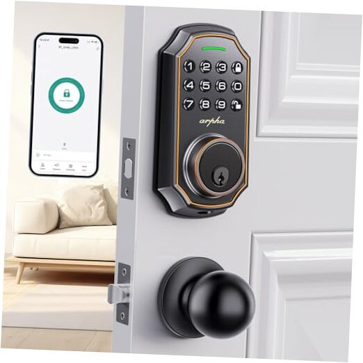 Smart Keyless Entry Door Lock with App & Keypad - 2 Knobs Included
