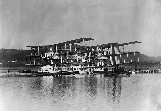 The Caproni passenger triplane which could accommodate 100 passeng- Old Photo-image