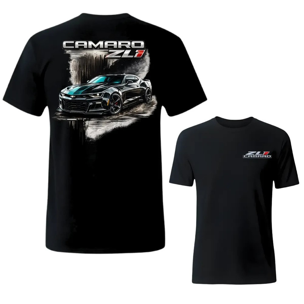 Camaro ZL1 Black Muscle Car Racing Graphic T-Shirt American Performance Tee