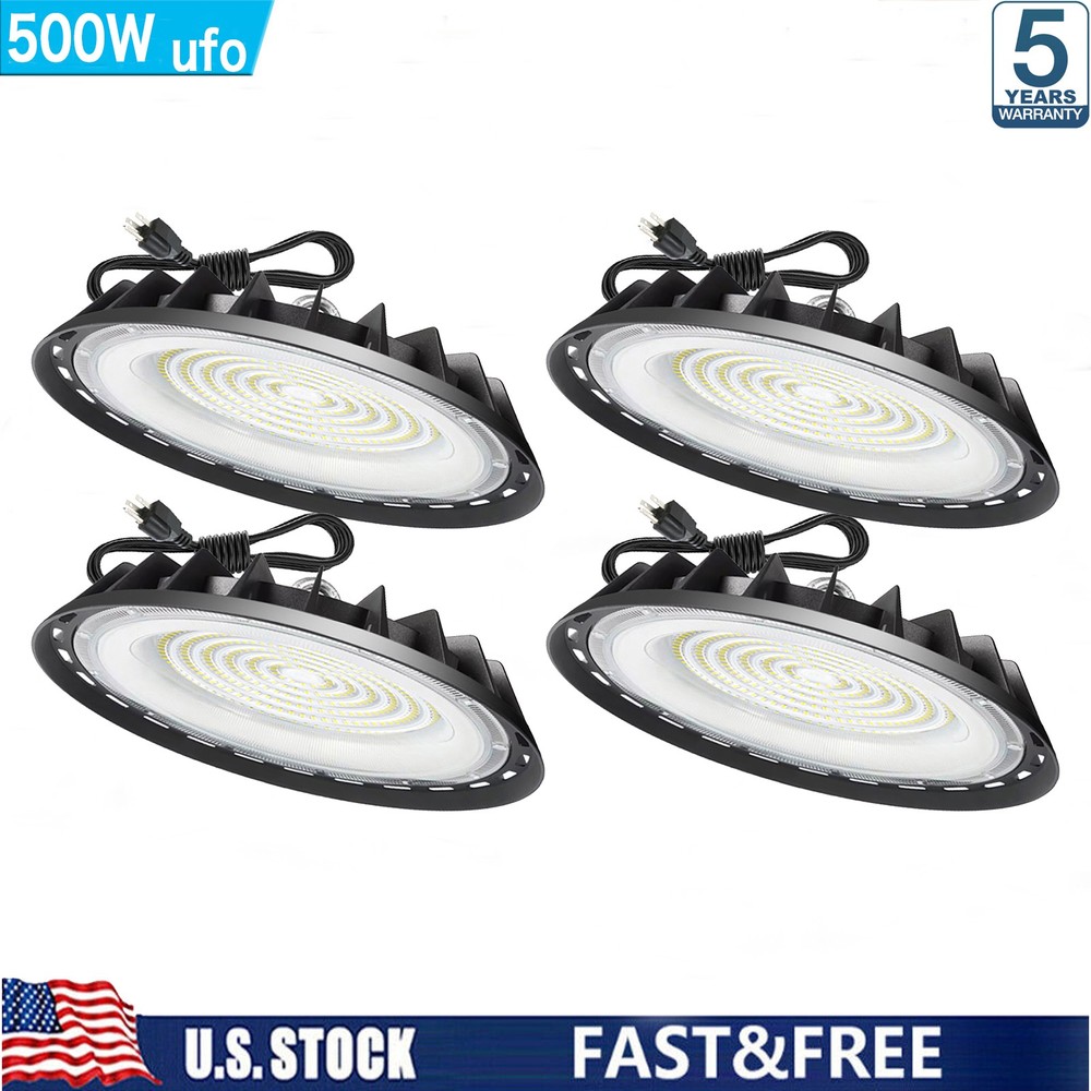 4 Pack 500W UFO Led High Bay Light Industrial Commercial Warehouse Shop Light