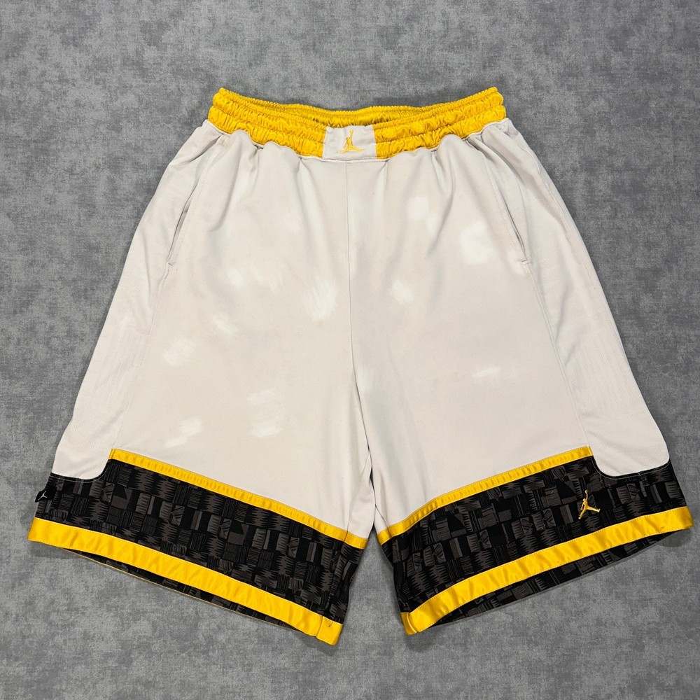 Y2K Jordan Diamond white/gold streetwear baggy athletic basketball shorts mns XL