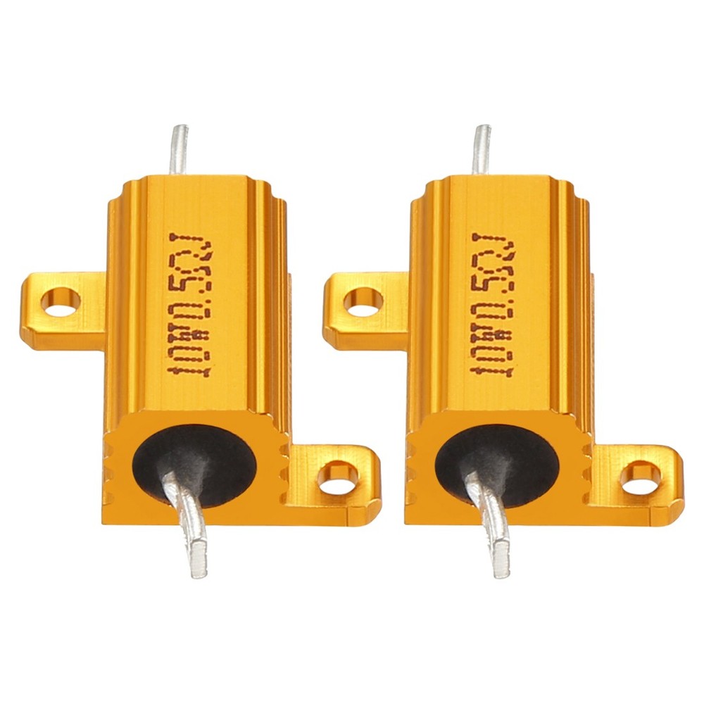 2 Pcs Aluminum Case Resistor, Great for Daily Use (Gold, 10W 0.5 Ohm)