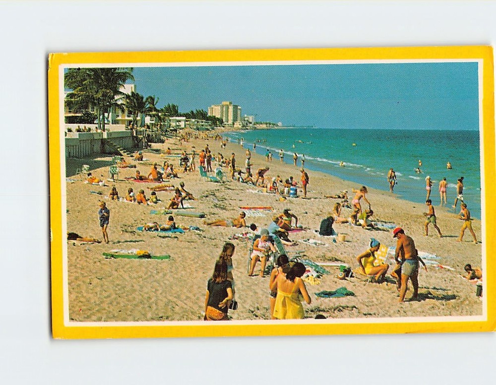 Postcard Golden sands of the broad beach Lauderdale By The Sea Florida USA