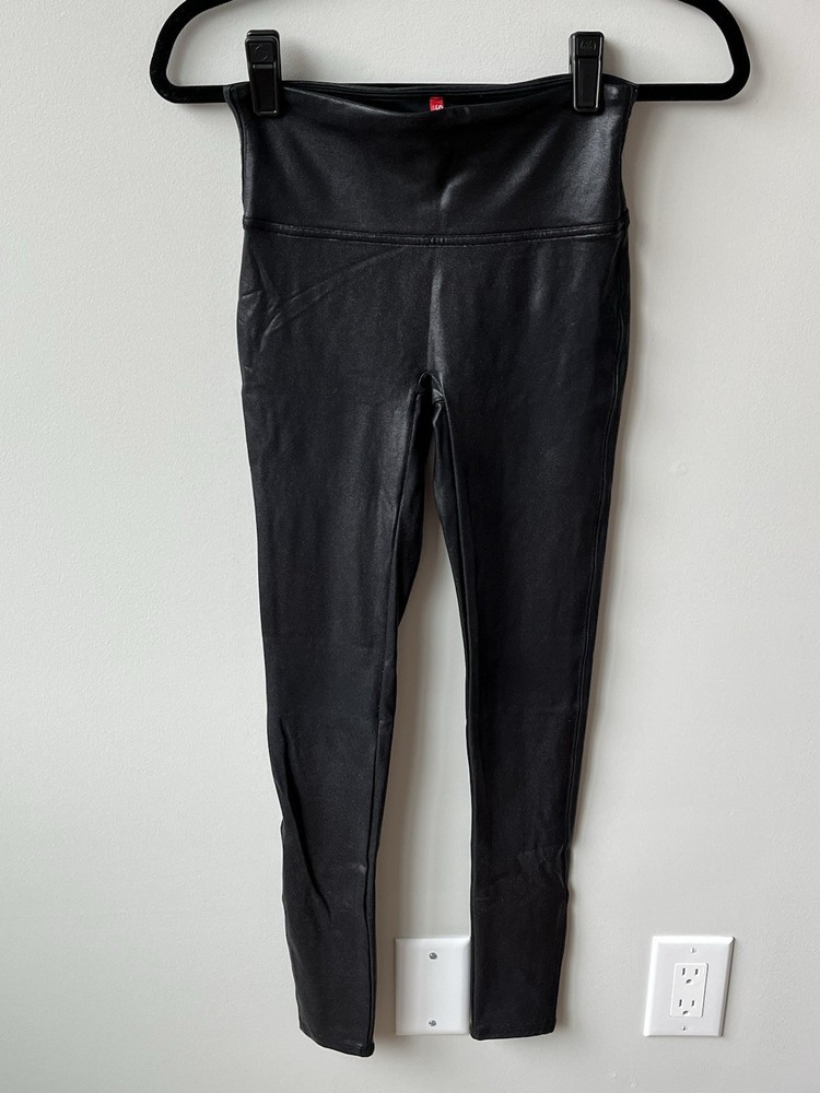 Spanx High Waist Faux Leather Leggings for Women in S Black Stretch Pull-On