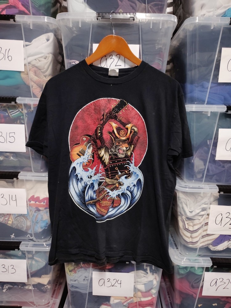 Tiger Samurai Guitar Wave Shirt Japanese Art Size Large A12