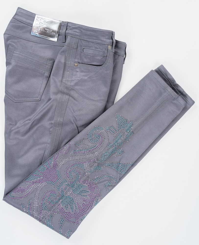 VERSACE COLLECTION Metallic Gray Stretch Cotton Denim Skinny Jeans 4 (EU 26)