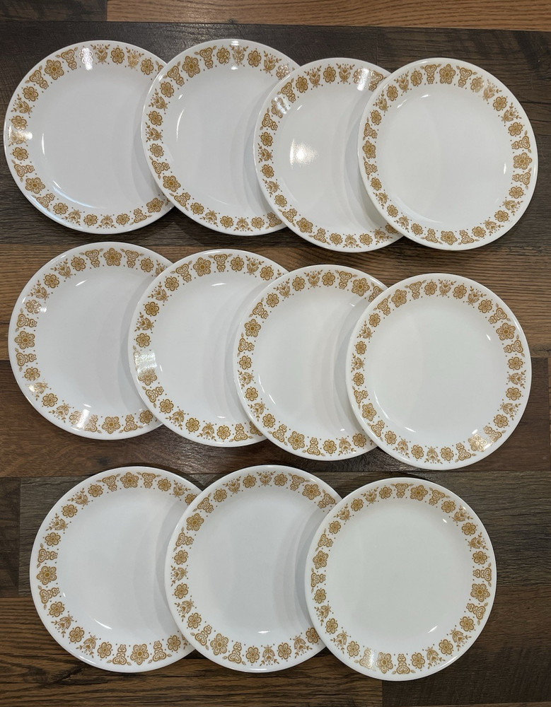 8+3 11 Corelle BUTTERFLY GOLD Dinner Plates WHITE Yellow Flowers Butterflies LOT