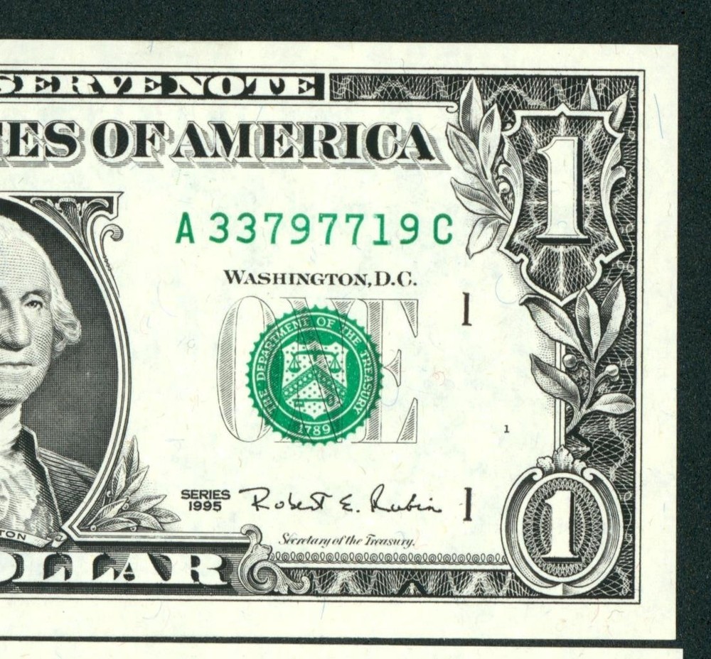 *WEB PRESS NOTE* (EXPERIMENTAL) $1 1995 Plate #1/9 Federal RN (1st of 2 consec)