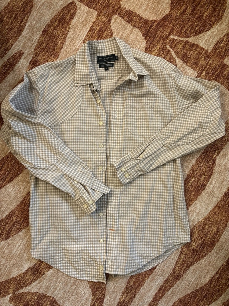 Ball And Buck Sportsman Shirt In Tan Gingham Size Medium 100% Cotton