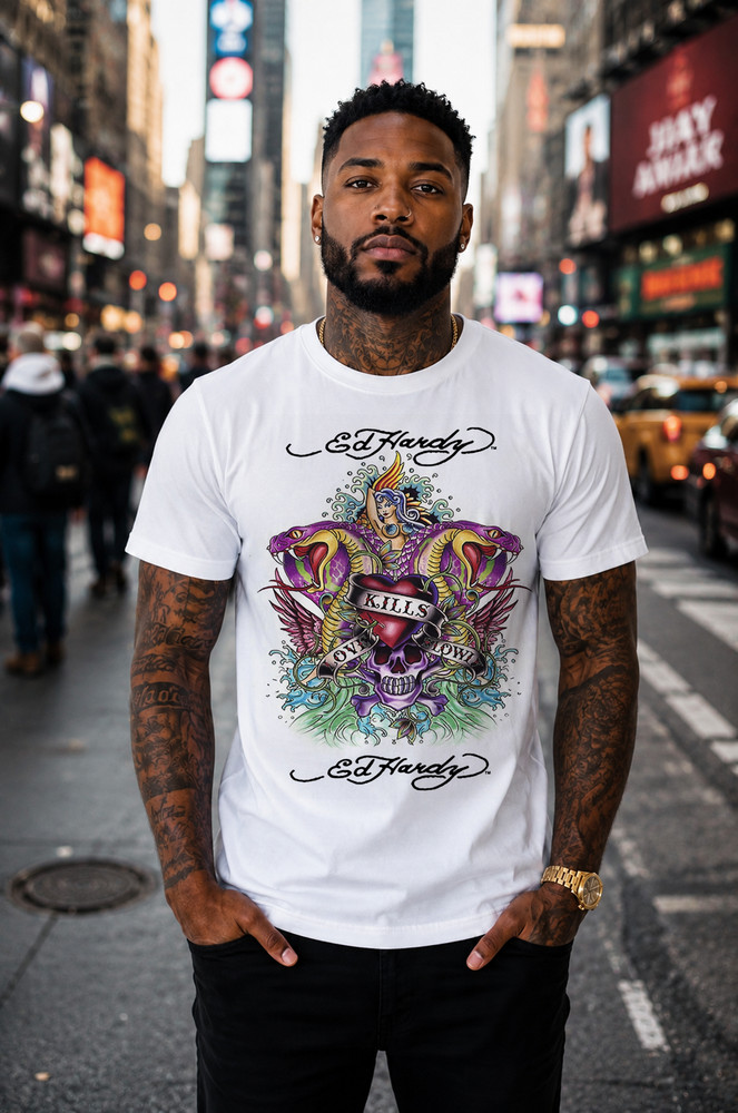 Ed Hardy Love Kills Slowly Streetwear Retro Vintage Style Skull Gothic Horror