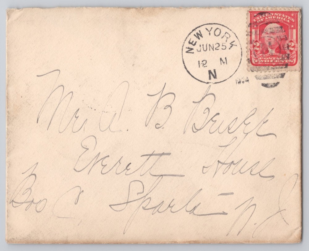 New York, NY, Addressed Envelope with 2c Washington Stamp, Jun 25