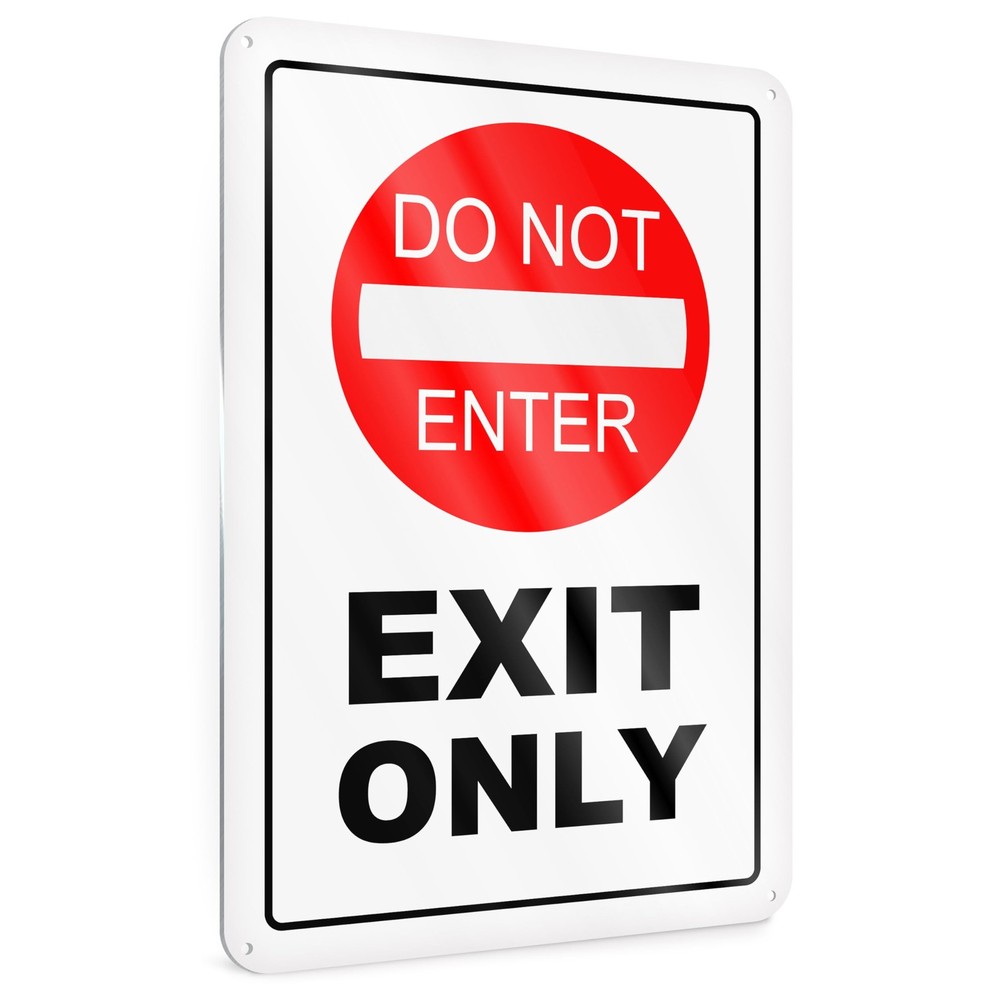 Exit Only Do Not Enter Sign, 8x12 Reflective inches, Brushed Aluminum