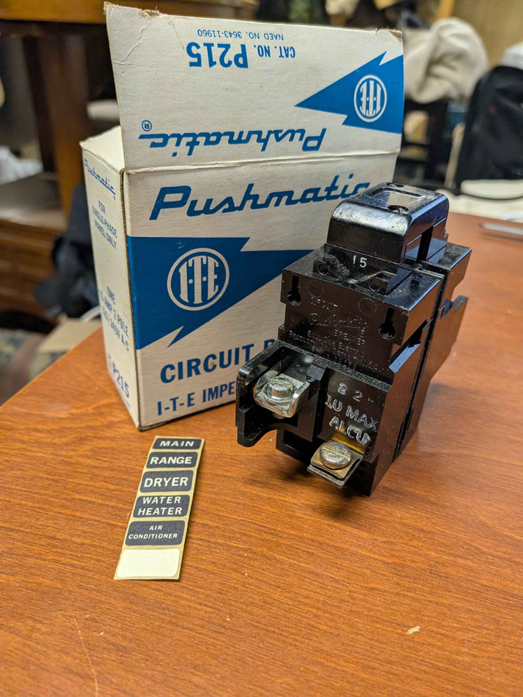 Pushmatic P215 15 Amp 2 Pole 120/240V Circuit Breaker (ITE)