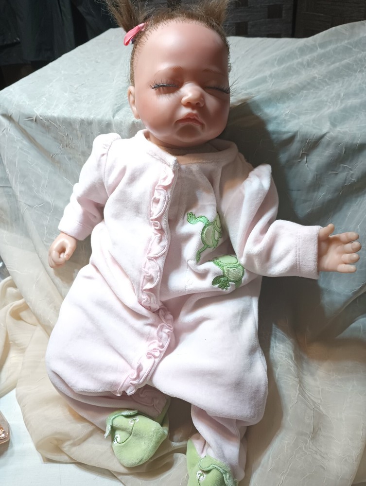 Reborn Baby Doll 19in with Light Brown Hair in Pink Pajamas