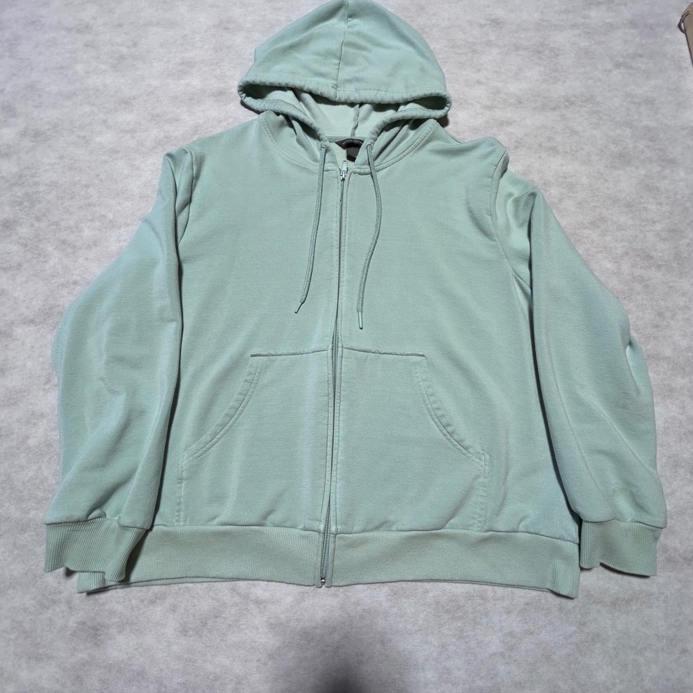 Eddie Bauer Womens XL Full Zip Hoodie Sweatshirt Green Casual Comfy