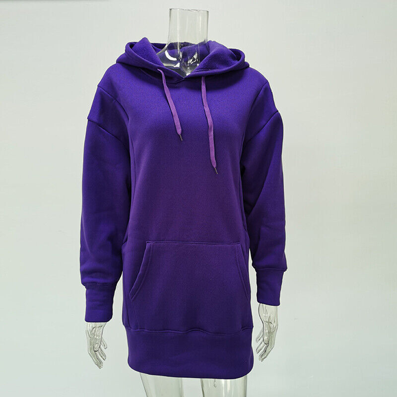 UK Womens Loose Hooded Tops Pullover Hoodies Shift Ladies Sweatshirt Mini Dress