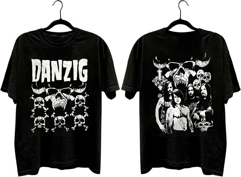 Vtg 2 sided Danzig metal band tee shirt classic style QT4075