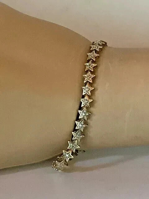 5 Ct Round Simulated Diamond Women's Star Tennis Bracelet 14k Yellow Gold Plated