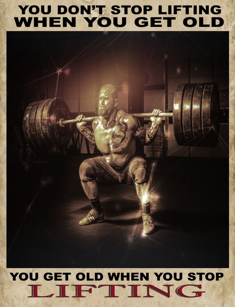 9424.Decoration Poster.Room wall.Don't stop Lifting when you get old.Weights art