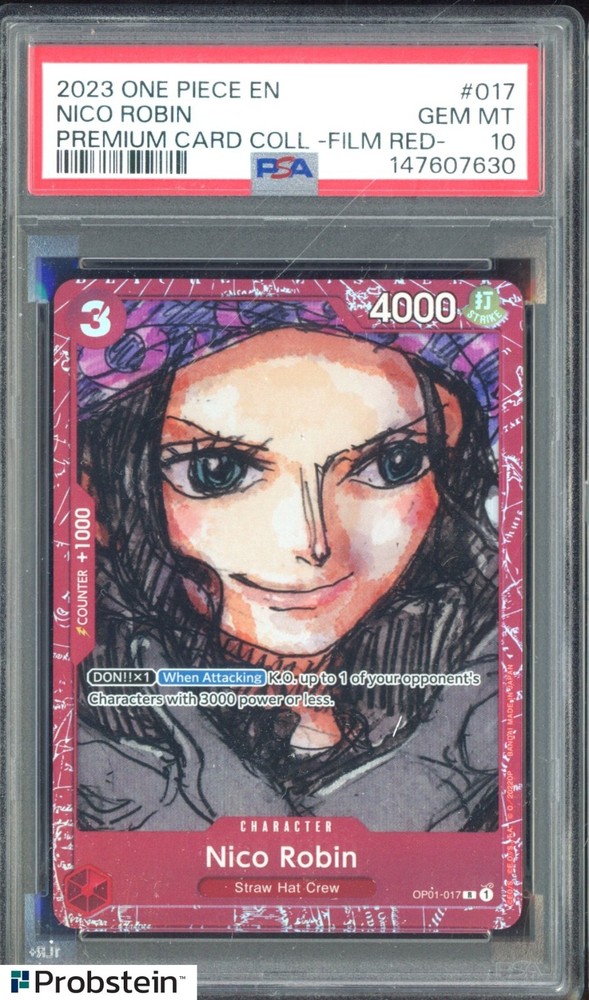 #1 2023 One Piece EN Premium Card Coll Film Red #017 Nico Robin PSA 10 GEM MINTPROBSTEIN is actively accepting consignments !!