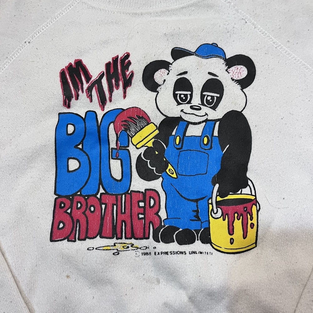 Vintage Hanes sweater 1988 Im the Big Brother white top sweatshirt Large 14-16