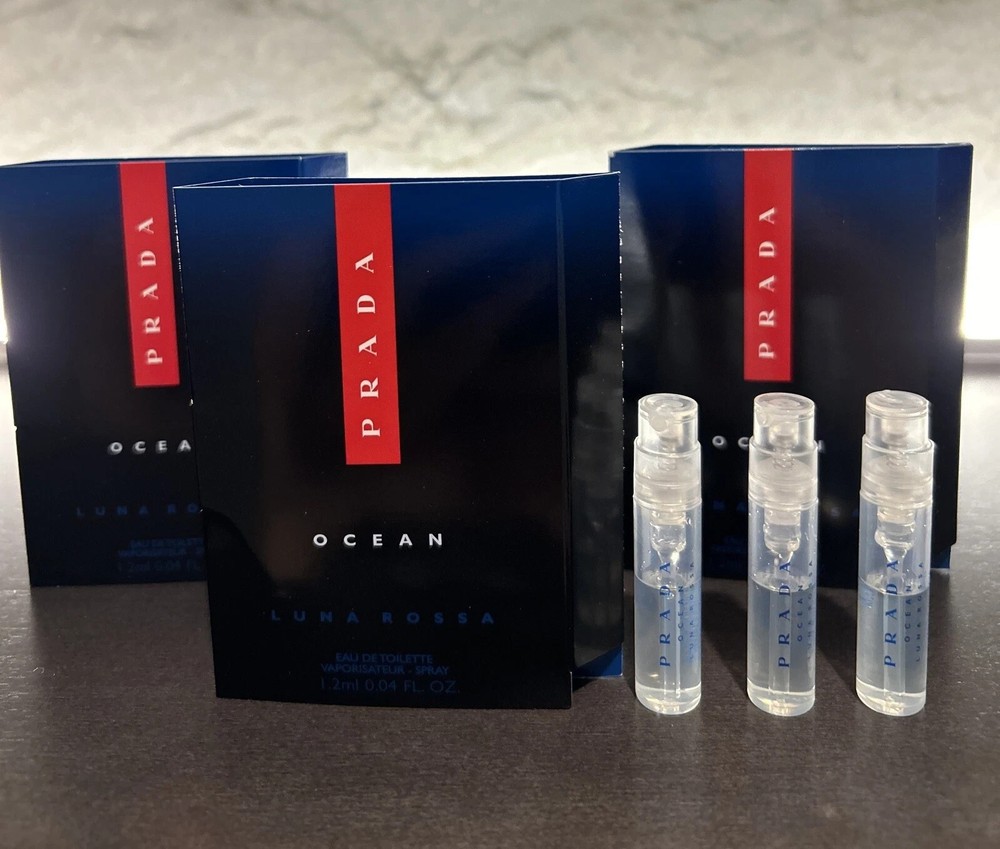 PRADA Luna Rossa OCEAN Eau de Toilette Mens Cologne Sample Spray 1.2ml X 3