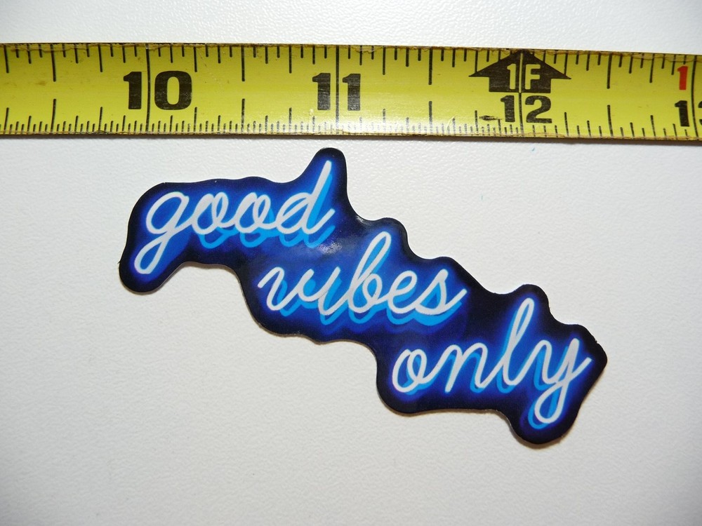 Vibrant Good Vibes Only Cursive Sticker Decal Neon Style Motivational Positive