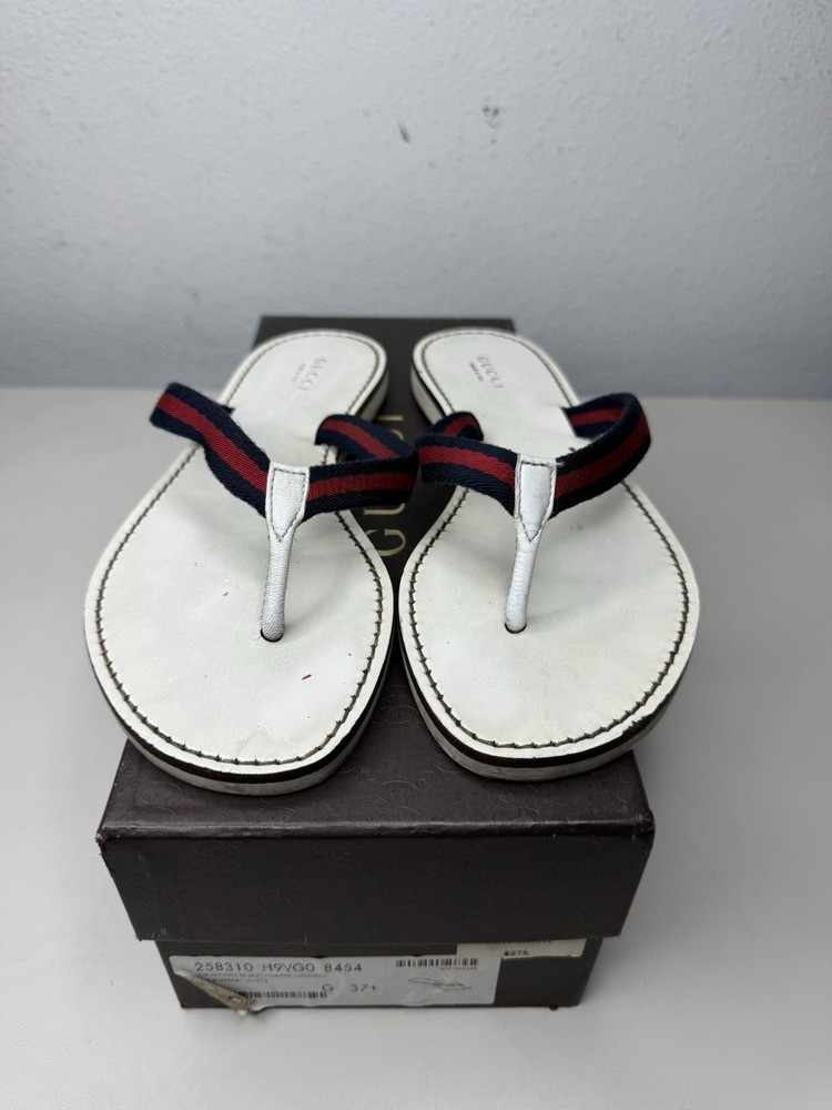 Gucci NS Nylon Web Thong Sandals Women's Size 37 / US 7 W/ Box And Dusk Bag