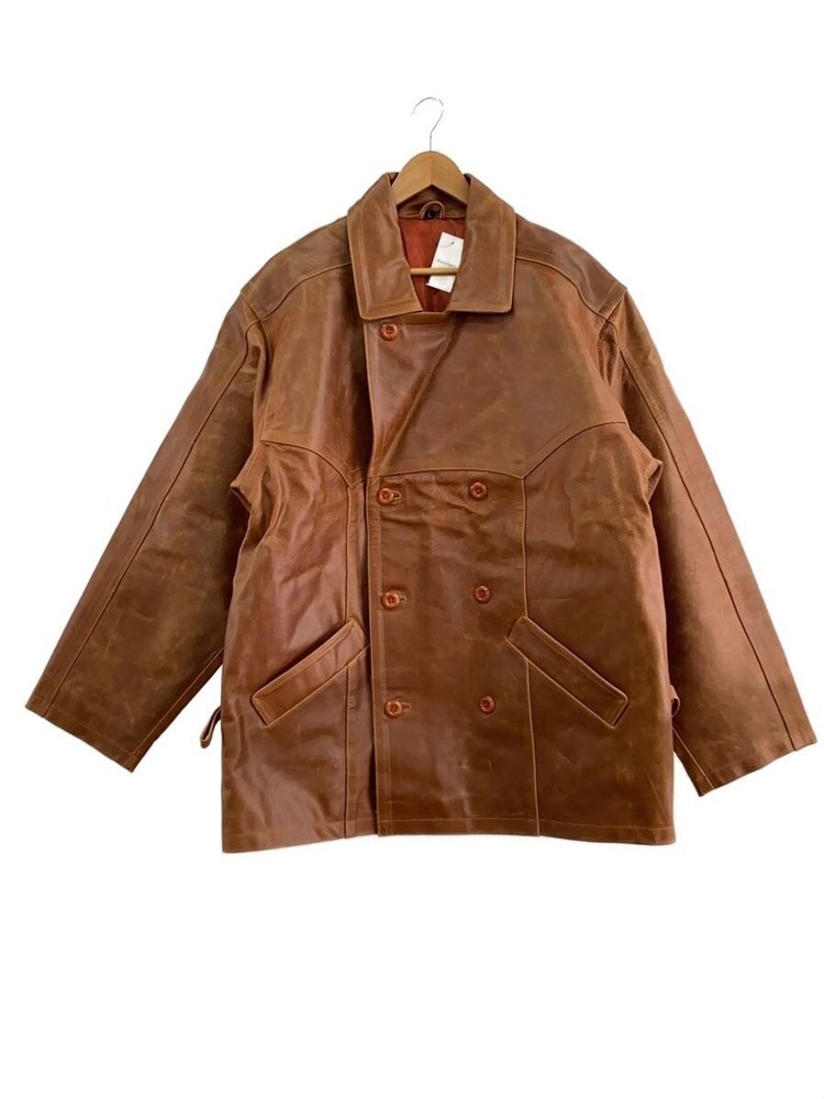90S/Leather Jacket Blouson/L/Leather/Brw/Plain// 3500