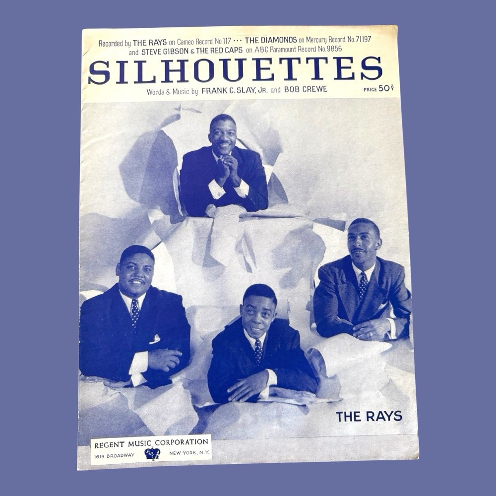 Silhouettes VTG Sheet Music by The Rays Bob Crewe & Frank Slay Doo Wop 1957